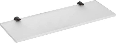 JQK Bathroom Shelf Oil Rubbed Bronze, Frosted White Arcylic Shelf Shower Acessory Storage 14 by 5 inches, 304 Stainless Steel Bracket Wall Mount 2 Pack, TAS114-ORB-P2