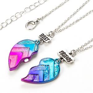 BGSHEMNI Best Friends Half Heart Pendant Necklace for Children, Kid's Best Friend Jewelry,Friendship Gift Girls BFF Necklaces-Love