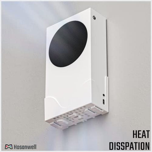 Hosanwell XBOX Series S Wall Mount, XBOX Series S Wall Mount Kit, with Detachable Controller Holder & Headphone Hanger Heat Dissipation (NOT FOR XBOX ONE S)
