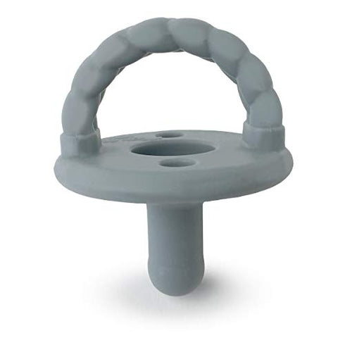 Itzy Ritzy Sweetie Soother Pacifier Set of 2 - Silicone Newborn Pacifiers with Collapsible Handle & Two Air Holes for Added Safety; Set of 2 in Dark Gray & Yellow, Ages Newborn & Up