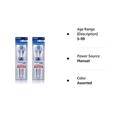 Sensodyne Sensitive Toothbrush Soft Sensitive Teeth, 3 Count (Pack of 2)