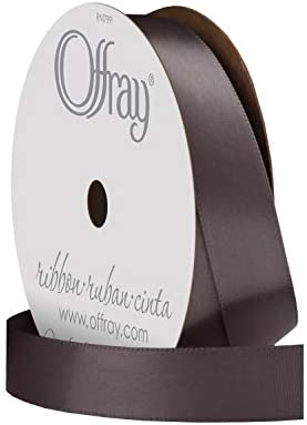 Berwick Offray 475942 5/8" Wide Single Face Satin Ribbon, Pewter Gray, 6 Yds