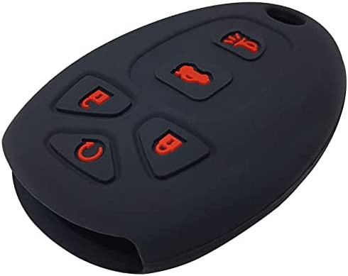 GFDesign 2Pcs Silicone 5 Buttons Key Fob Cover Remote Case Protector Skin Compatible with Chevrolet Cobalt Malibu Suburban Tahoe Traverse GMC Acadia Yukon Buick Enclave Lacrosse Cadillac Escalade SRX