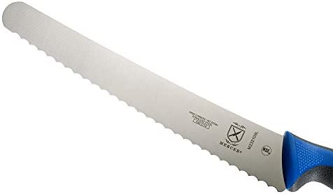 Mercer Culinary Millennia Colors Bread Knife, 10-Inch Wavy Edge Wide, Blue