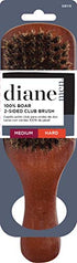 Diane Premium Boar Bristle Brush for Men – Double Sided, Medium and Firm Bristles for Thick Coarse Hair – Use for Smoothing, Wave Styles, Soft on Scalp, Club Handle, D8115