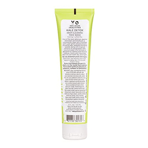 Pacifica Beauty Kale Detox Deep Cleansing Face Wash, Daily Facial Cleanser for Oily & Blemish Prone Skin Types, 5 Oz
