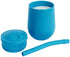 ez pz Mini Cup + Straw Training System - 100% Silicone Training Cup for Infants + Toddlers - Designed by a Pediatric Feeding Specialist - 12 Months+ (Blue)