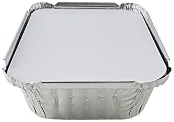 50-Pack Heavy Duty Disposable Aluminum Oblong Foil Pans with Lid Covers | 100% Recyclable Tin Food Storage Tray | Extra-Sturdy Containers for Cooking, Baking, Meal Prep, Takeout 1 LB 5 x 4 x 2