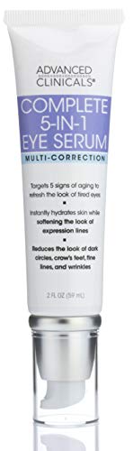Advanced Clinicals 5-in-1 Multi Correction Anti-Aging Eye Serum Lotion W/ Retinol, Collagen, Vitamin C, & Manuka Honey. Reduces Appearance Of Dark Circles, Wrinkles, Crow's Feet & Fine Lines, 2 Fl Oz