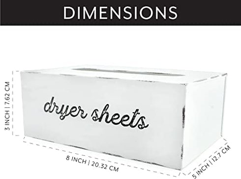 AuldHome Dryer Sheet Dispenser; Countertop Rustic White Fabric Softener Sheet Holder for Laundry Room