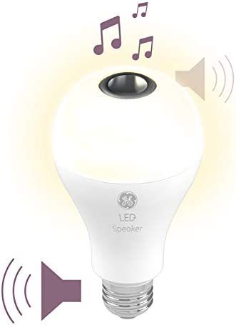 GE LED+ Speaker Light Bulb, Soft White, Bluetooth Speaker, No App or Wi-Fi Required, Remote Included, A21 Light Bulb (1 Pack)
