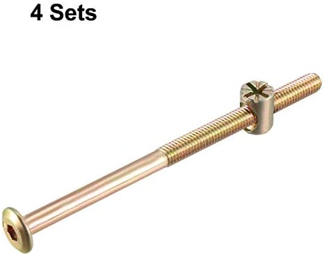 uxcell M6x100mm Furniture Bolt Nut Set Hex Socket Screw 50mm Thread Length with Barrel Nuts for Beds Headboards Chairs 4 Sets