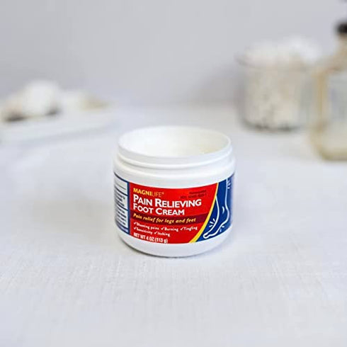 MagniLife Pain Relieving Foot Cream, All-Natural Moisturizing Foot Pain Relief with Beeswax and Eucalyptus to Soothe Soreness, Burning, Tingling, and Sensitivity - 4oz