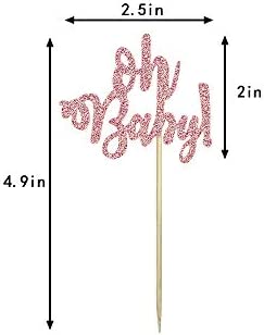 Rose Gold Glitter Oh Baby Cake Cupcake Toppers Picks for Baby Shower Birthday Wedding Party Decorations 24 PCS