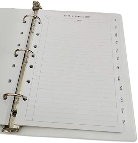 2023 Monthly Planner Refill 5-1/2" x 8-1/4", 12 Months from January 2023 to December 2023, Two Pages Per Month, Ruled Box, Desk Size 4, 7-Hole Punched