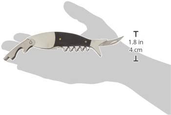 Kikkerland Dark Wood Fish Corkscrew, Black