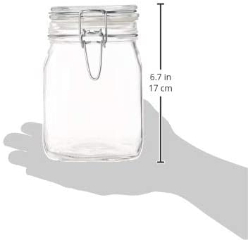 Bormioli Rocco B071RRRZNY Fido Clear Glass Jar with 85 mm Gasket, 1 Liter (Pack of 2)