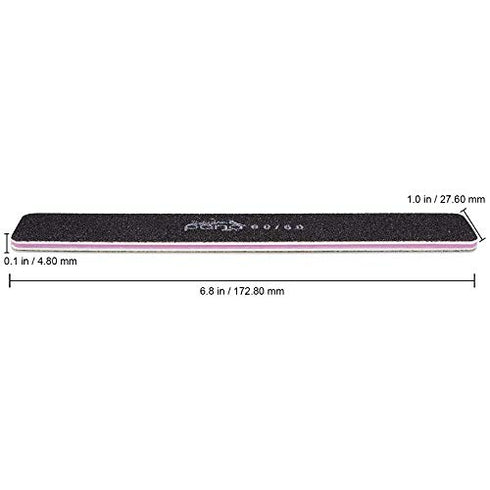 10pcs - PANA Jumbo Double-Sided Emery Nail File for Manicure, Pedicure, Natural, and Acrylic Nails - Black (Grit 60/60)