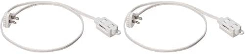 Amazon Basics 3-Foot 2-Prong Indoor Extension Cord Power Strip - Flat Plug - 13 Amps, 1625 Watts, 125 VAC - 2-Pack, White