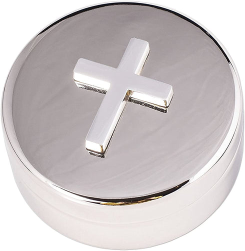 Round Plated Non-Tarnish Nickel Cross Rosary Box