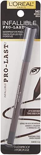L'Oreal Paris Makeup Infallible Pro-Last Pencil Eyeliner, Waterproof and Smudge-Resistant, Glides on Easily to Create any Look, Brown, 0.042 oz.