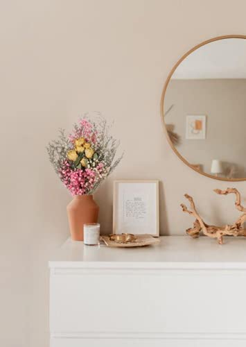XYXCMOR Natural Dried Flowers Bouquet Dried Eucalyptus Leaves Real Yellow Rose Babys Breath Dried Flowers for Home Table Vase Wedding Floral Arrangements Garden Boho Decor
