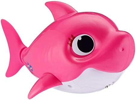 Robo Alive Junior Baby Shark Battery-Powered Sing and Swim Bath Toy by ZURU - Mommy Shark (Pink) (Custom Packaging)