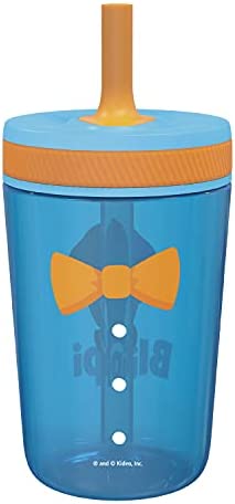 Zak Designs 15oz Blippi Kelso Tumbler Set, BPA-Free Leak-Proof Screw-On Lid with Straw Made of Durable Plastic and Silicone, Perfect Bundle for Kids, 2 Count (Pack of 1)