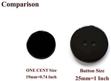 GANSSIA 1 Inch (25mm) Black Color Buttons 2 Holes Resin Button for Sewing and Craft Pack of 100pcs