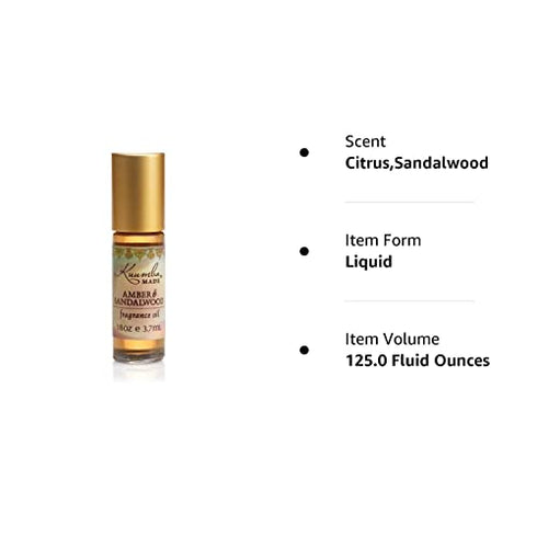 Kuumba Made Amber & Sandalwood Fragrance Oil Roll-On .125 Oz / 3.7 ml (1-Unit)