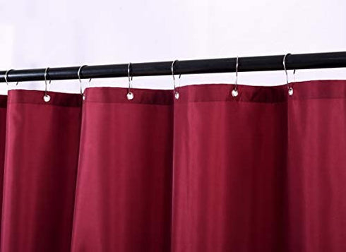 Biscaynebay Quality Fabric Shower Curtain Liners 72 Inch by 72 Inch, Burgundy Water Resistant Bathroom Curtains Rust Resistant Grommets & Weighted Bottom Hem Machine Washable