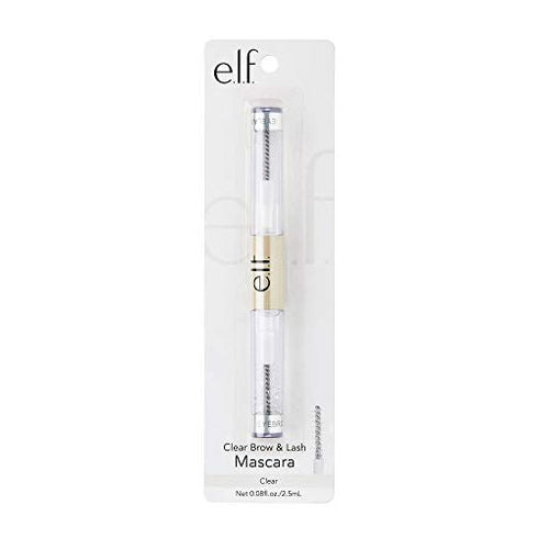 e.l.f. Clear Brow & Lash Mascara, Dual-Sided Clear Brow Gel & Mascara For Groomed Brows & Lashes, :Long-wear Formula, Vegan & Cruelty-Free,0.084 Fl Oz