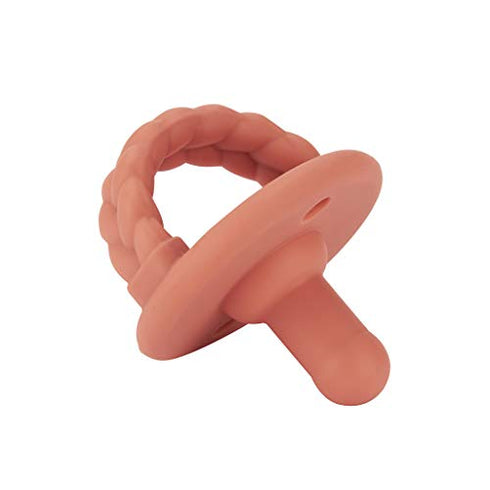 Itzy Ritzy Sweetie Soother Pacifier Set of 2 - Silicone Newborn Pacifiers with Collapsible Handle & Two Air Holes for Added Safety; Set of 2 in Apricot & Terracotta, Ages Newborn & Up