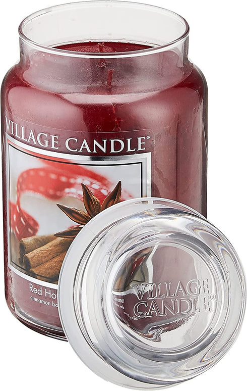 Village Candle Red Hot Cinnamon Large Glass Apothecary Jar Scented Candle, 21.25 oz, 21 Ounce