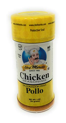 Chef Merito Mexican Seasoning Beef, Chicken, Fish, Garlic Salt Combo Pack 3 oz each. Great for dishes like Carne Asada, Chicken Fajitas, and Enchiladas, Grilled Meats, and Many More