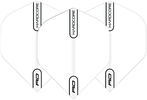 RED DRAGON Hardcore White Extra Thick Standard Dart Flights - 5 Sets Per Pack (15 Dart Flights in Total)
