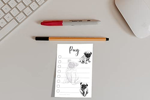 Pug Puppies Sticky to Do List Notepad - Dog Sticky Notes Stationary School Office Supplies for Girls and Pug Mom | Pug Gifts for Pug Lovers | 4" x 6" 50 Pages