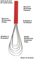 Flat Whisk Silicone Handle Non Slip 10" - 5 Wires Whisk with 10 Heads for Kitchen Cooking Color Red by Jell-Cell