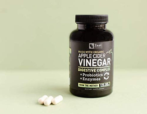 Organic Apple Cider Vinegar Capsules + Digestive Enzymes & Probiotics (1500mg | 120 Capsules) Raw Apple Cider Vinegar Pills & Fiber Supplement for Gut Health, Immune Support, Digestion & Detox Cleanse