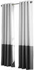 Curtainworks Kendall Color Block Grommet Curtain Panel, 95 inch, White / Dark Grey