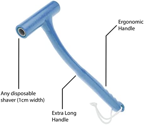 Razorba Back Shaver for Men - Razor Extension Handle. Ergonomic Manscape Yeti Stick. Leg & Back Shavers for Men & Women. Men's Back Hair Remover Wand. DIY Body Groomer Free Disposable Shaver Included