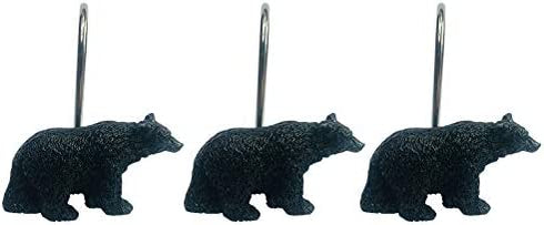Black Bear Lodge Shower Curtain Hooks Set of 12 Black Bear Lodge Shower Curtain Rins Set of 12