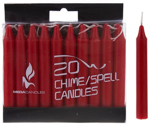 Mega Candles 20 pcs Unscented Red Mini Taper Candle, 4 Inch Tall x 1/2 Inch Diameter, Great for Casting Chimes, Rituals, Spells, Vigil, Witchcraft, Wiccan Supplies, Wax Play & More