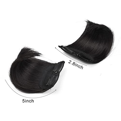 REECHO 4 inch Short Thick Hairpieces Adding Extra Hair Volume Clip in Hair Extensions Hair Topper for Thinning Hair Women 2 pack ColorNatural Black