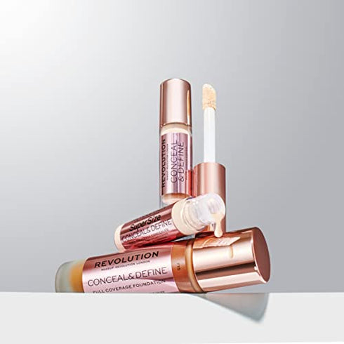 Makeup Revolution Conceal & Define Foundation, Cream Foundation Makeup, Full Coverage, For Fair Skin Tones, Vegan & Cruelty-Free, F3, 23ml