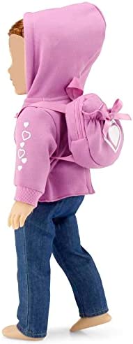 Emily Rose 18 Inch Doll Clothes Clothing Accessory - 3 Piece Heart Hoody 18" Doll Gift Set for Kids Play - Outfit Accessories | Fits Most 18" Dolls