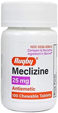 Rugby Meclizine Anti-Nausea Tablets - 25 Mg, 100 per Bottle, 3 Bottles
