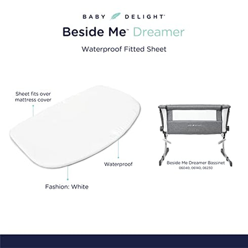 Baby Delight Beside Me Dreamer Bassinet & Bedside Sleeper Waterproof Fitted Sheet, White