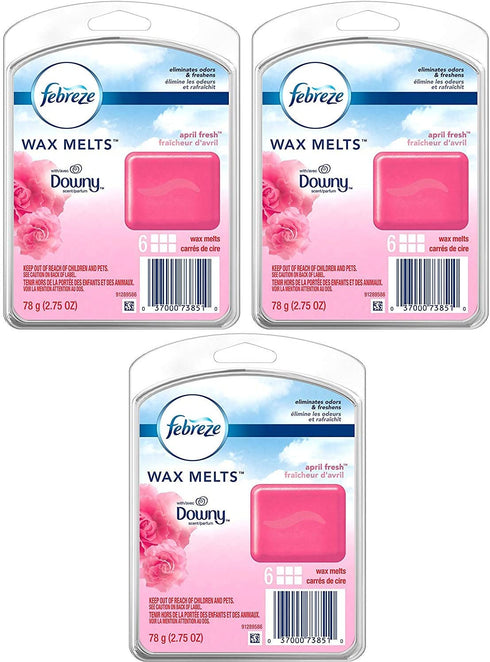 Febreze Wax Melts Air Freshener - With Downy April Fresh Scent - Net Wt. 2.75 OZ (78 g) Per Package - Pack of 3 Packages