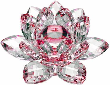 Amlong Crystal Hue Reflection Crystal Lotus Flower with Gift Box, Red (5 Inch)